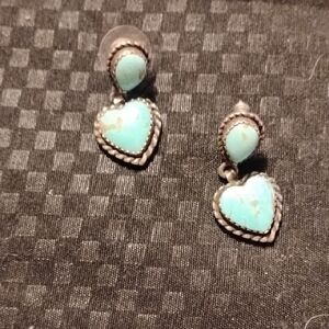 Vintage Turquoise And Sterling Silver Earrings